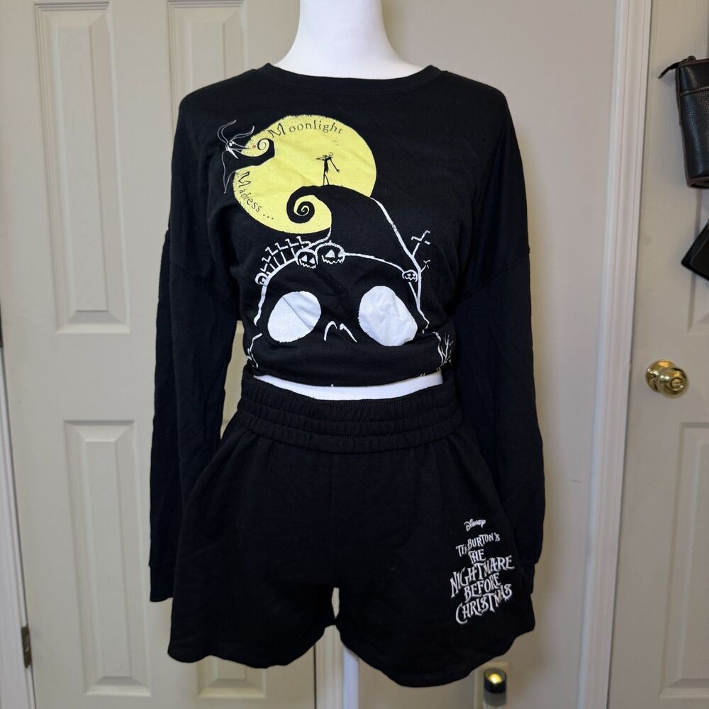 Nightmare Before Christmas Pajama Set Jack Skellington Disney Black M L